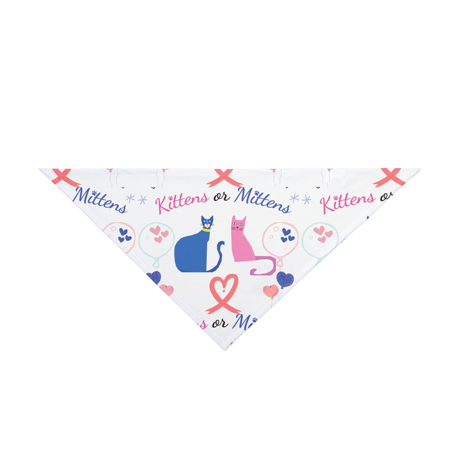 Cat Love Pet Bandana - "Kittens or Mittens" Cute Heart & Paw Print for Cats ,Gender Reveal Cat Bandana
