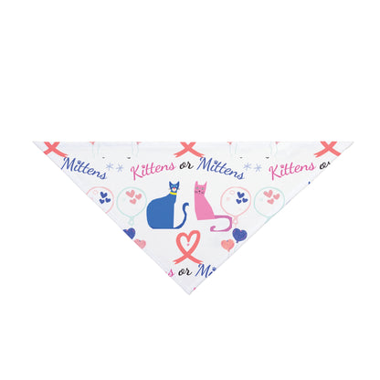 Cat Love Pet Bandana - "Kittens or Mittens" Cute Heart & Paw Print for Cats ,Gender Reveal Cat Bandana