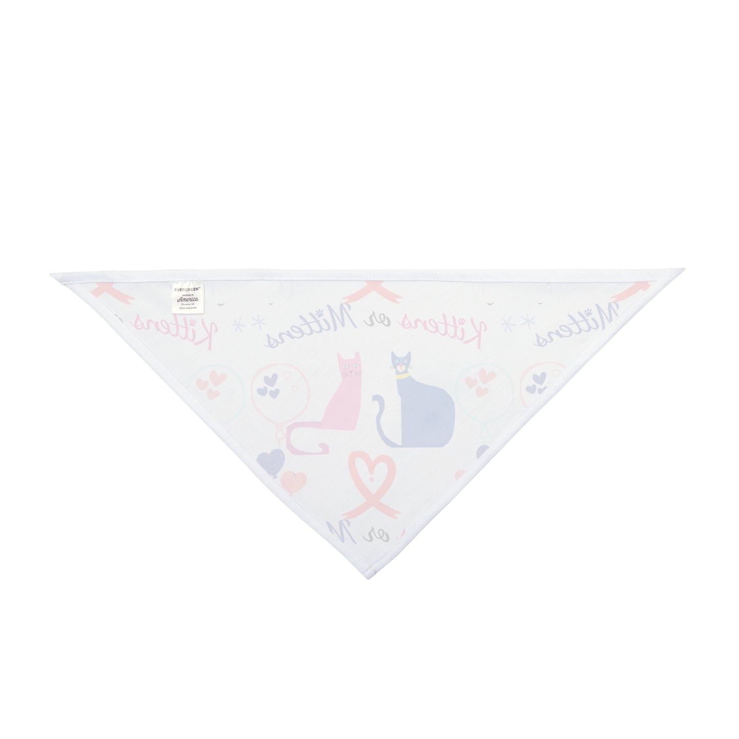Cat Love Pet Bandana - "Kittens or Mittens" Cute Heart & Paw Print for Cats ,Gender Reveal Cat Bandana