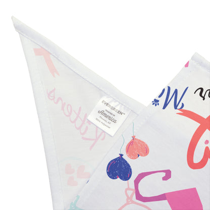 Cat Love Pet Bandana - "Kittens or Mittens" Cute Heart & Paw Print for Cats ,Gender Reveal Cat Bandana